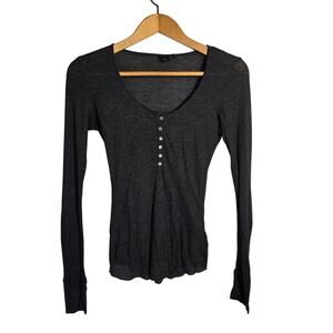 Out From Under Thin Knit Y2K Henley Top Large Casual Capsule y2k Basic Waffle